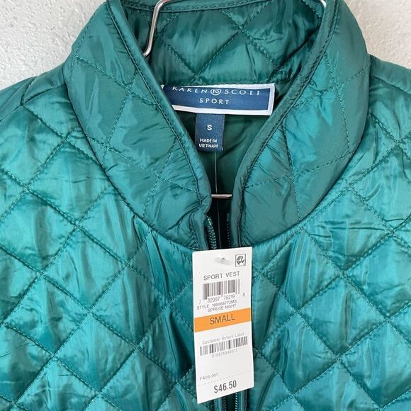NWT Karen Scott Sport Spruce Green Vest Size S - Picture 2 of 4